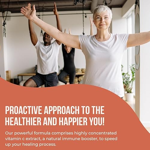 Miniatura 5 de Vitamina C 1000 mg con zinc, rosa HIPS y bioflavonoides cítricos, suplemento de apoyo inmunológico Protección antioxidantes, 120 cápsulas