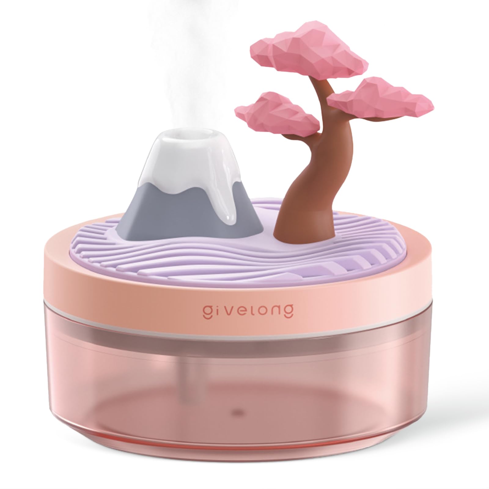 TECHPLUS Mini Humidifier Bedroom Quiet Air Humidifier with Landscape Decoration for Nursery Office Small Room and Plant - Night Lights, Auto Shut-off,