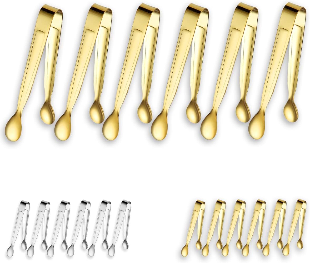 Gold 6 Pieces Sugar Tongs, Kyraton Stainless Steel Titanium Plating Gold Ice Tongs Mini Serving Tongs Appetizers Tongs Small Kitchen Tongs for Coffee Tea Sugar Candy Ice Cube Party Bar Kitchen Gold 6 Pieces Sugar Tongs, Kyraton Stainless Steel Titanium Plating Gold Ice Tongs Mini Serving Tongs Appetizers Tongs Small Kitchen Tongs for Coffee Tea Sugar Candy Ice Cube Party Bar Kitchen