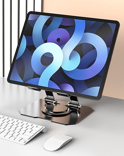 Miniatura 5 de Soporte para tablet para escritorio, soporte ajustable giratorio de 360°, soporte plegable de aluminio para tableta para iPad Pro, Air, Mini/Samsung