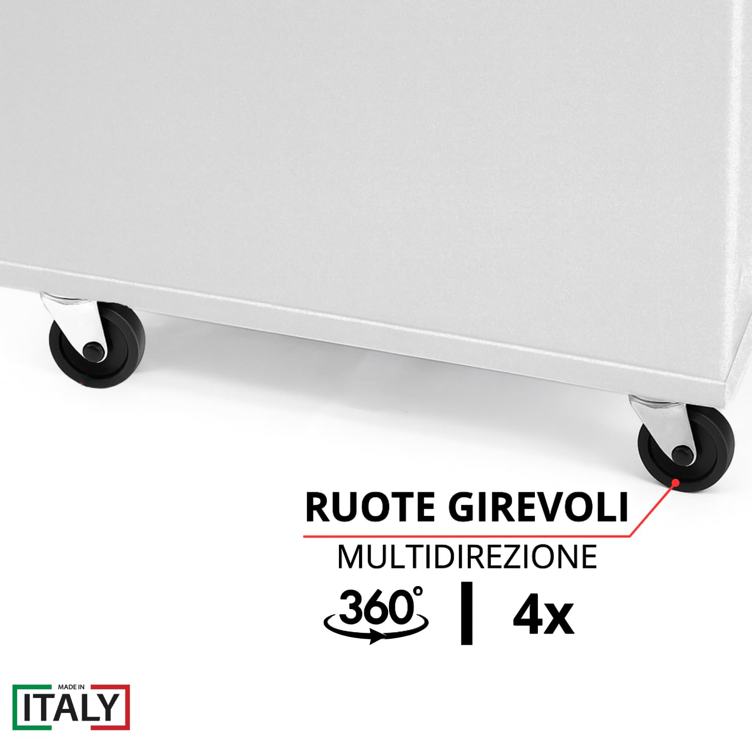 Porta Pellet da Interno Made in Italy Contenitore Baule Portapellet in Metallo Bianco 50 x 40 x 55 cm Capacità 110 L Ruote Girevoli Scatola Cesto per Stufa a Pellet Camino