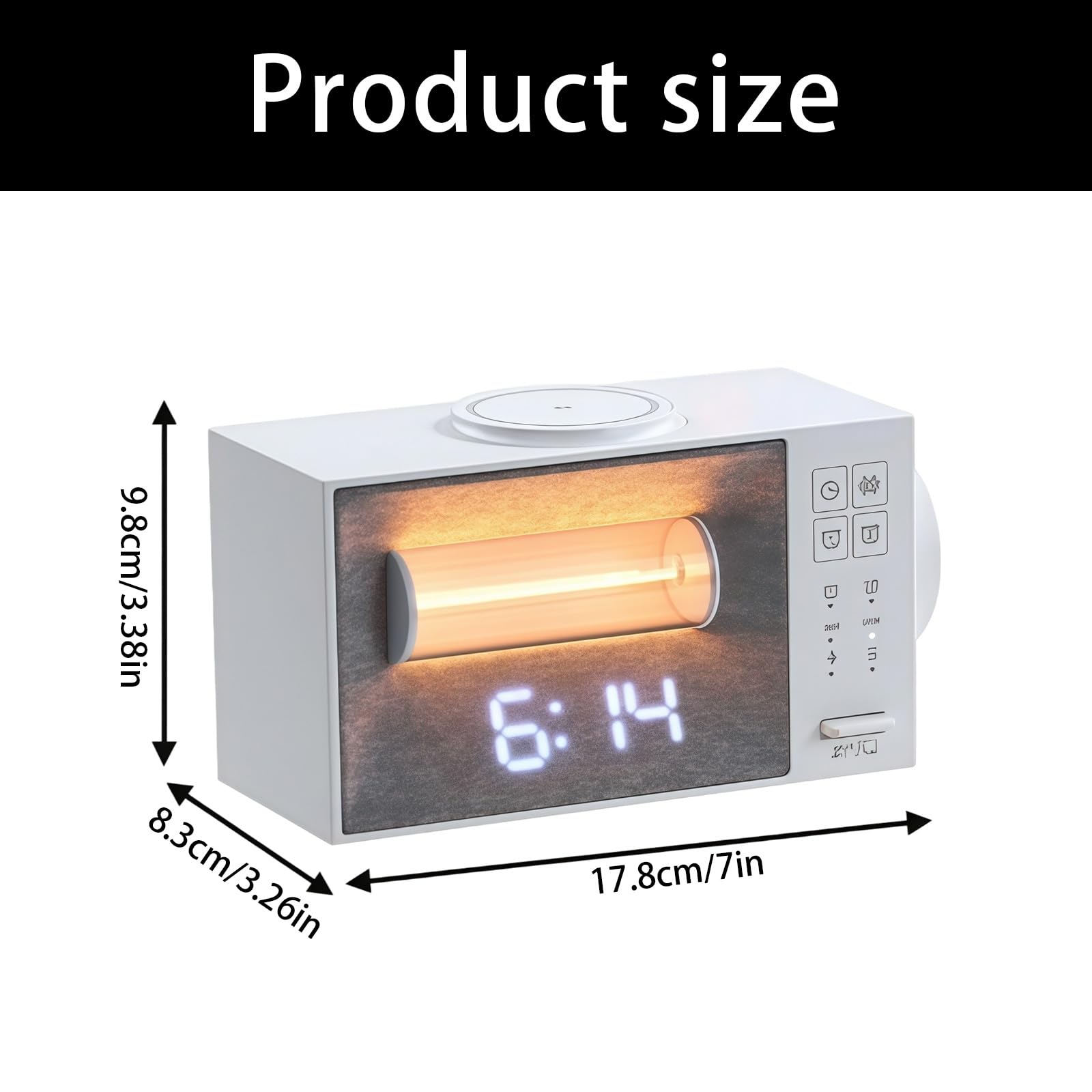 Ladewecker mit weißem Rauschen und Nachtlicht, geeignet für Schlafzimmer, Büros, ABS Textur, LCD Display, kabelloser Ladewecker