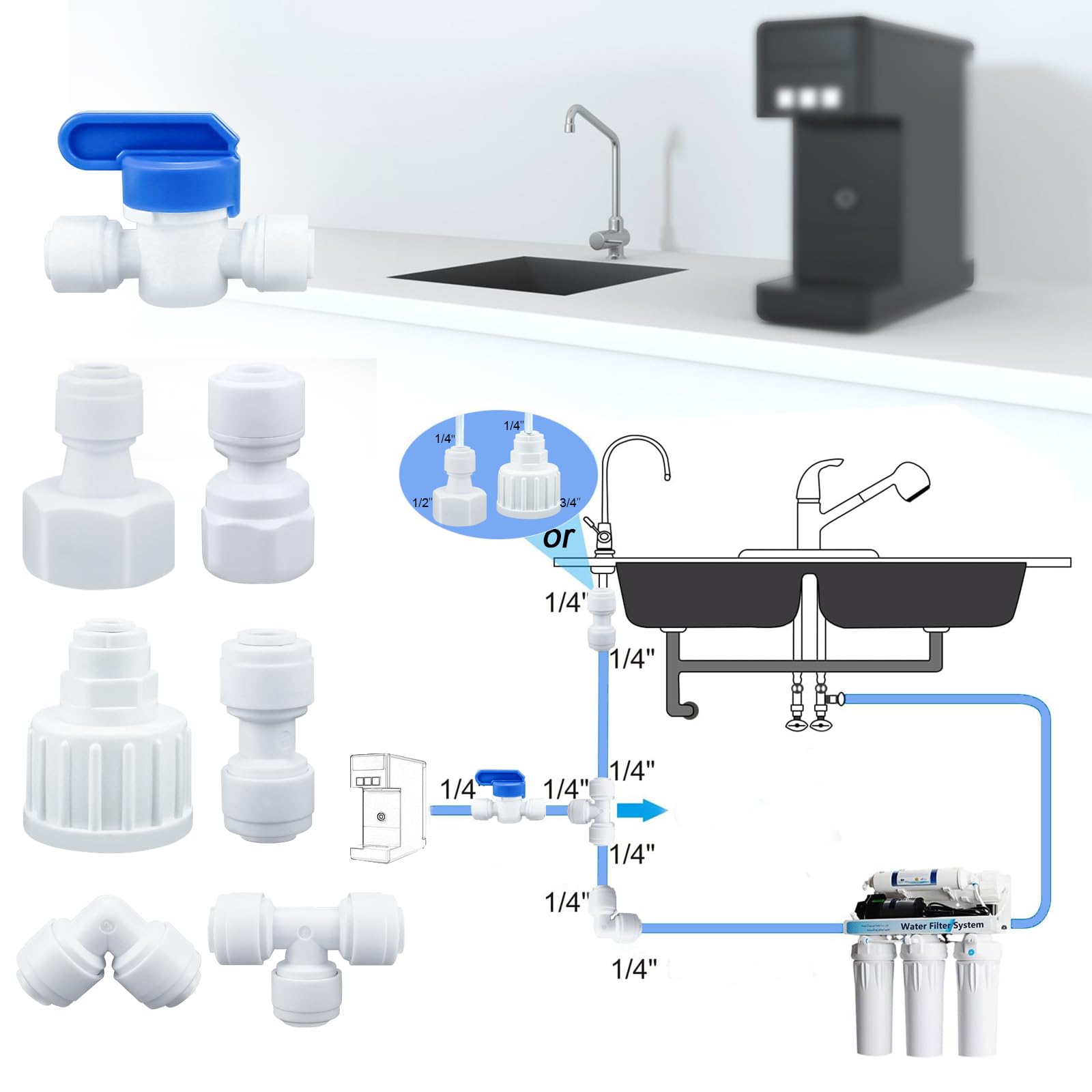 Watertoevoerleiding Universele Aansluitset 15M, Voor Side By Side Koelkast Omgekeerde Osmose Systeem 14inch