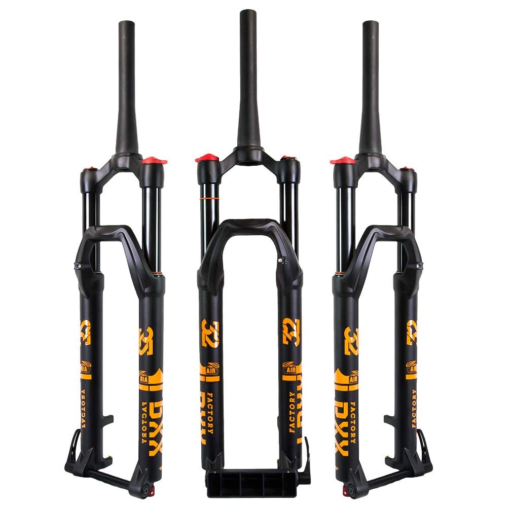 ZTZ Mountain Bike Front Fork 27.5 29 Thru Axle 15mm MTB Air Suspension Fork, Travel 140mm Rebound Adjust Mountain Bike Front Forks, 28.6mm Tapered Tube Manual Lockout Ultralight Aluminum Alloy …