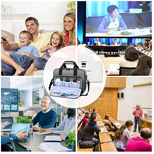 Luxja Projector Case, Projector Bag with Protective Laptop Sleeve, Projector Carrying Case with Accessories Pockets, Large(16 x 11.5 x 5.75 Inches), Gray - Thumbnail 2