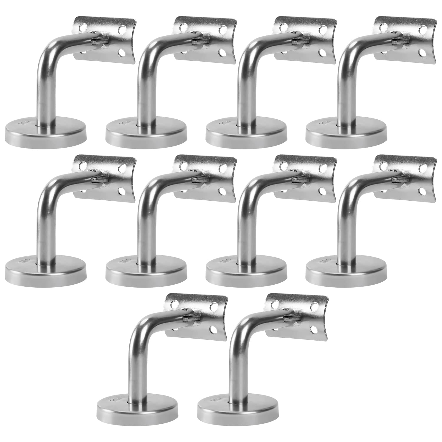 Sonnewelt 10 soportes para pasamanos de acero inoxidable, diámetro de 50, soporte para pasamanos de pared, soporte para pasamanos de pared, fijación para montaje en pared/soporte (plata) (18549ssew)