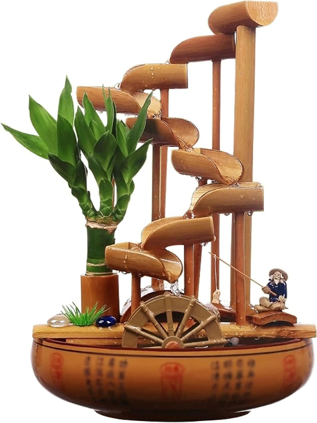 Garden Water Feature Outdoor Fountains Garden Ceramic Water Fountain Ornaments Feng Shui Wheel Bamboo Tube Creative Water Wheel Fish Tank Ornaments Approximately