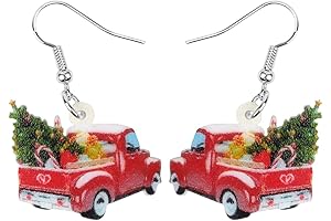 Christmas Red Truck Tree Garland Earrings