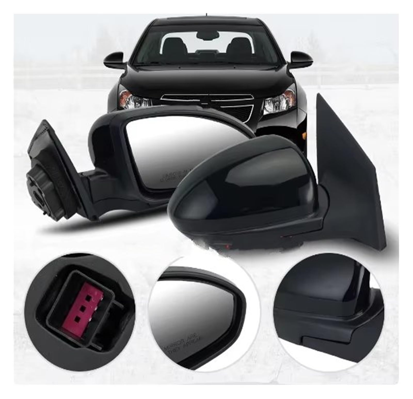 Espejo Retrovisor Completo Conjunto Espejo Retrovisor Para Chevrolet Para Cruze 2009 2010 2011 2012 2013 2014 3 Pines Cristal Eléctrico Negro Espejo Retrovisor Coche(Left)