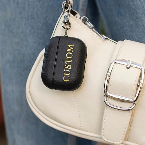 Miniatura 7 de Funda personalizada con nombre para AirPods Pro 2, añade tus propias iniciales personalizadas, monograma, funda de lujo de cuero vegano para Air