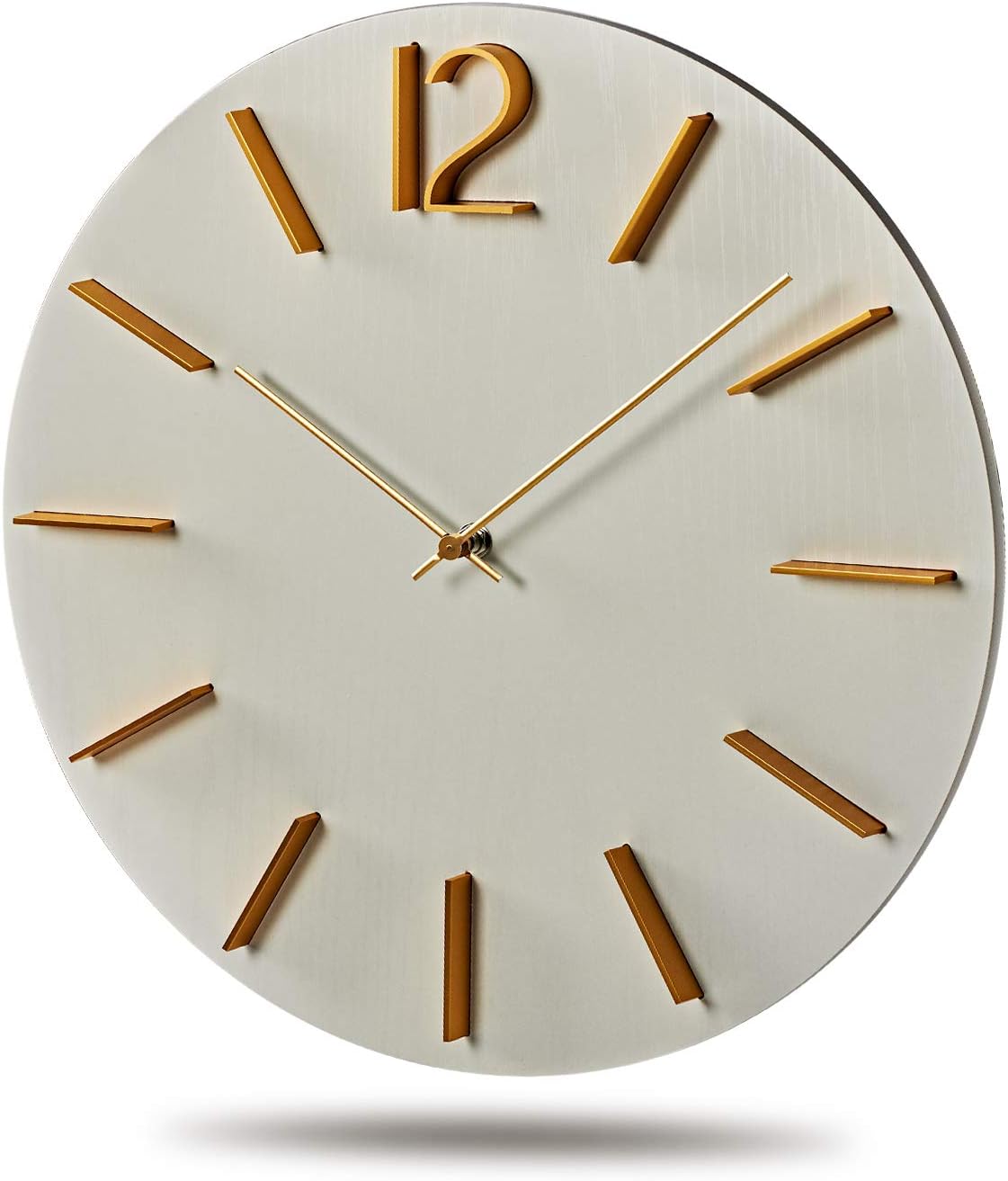 MOTINI 15.6" Round Wall Clock, Easy to Read Battery Operated Decorative Clock for Kitchen, Living Room, Office, School