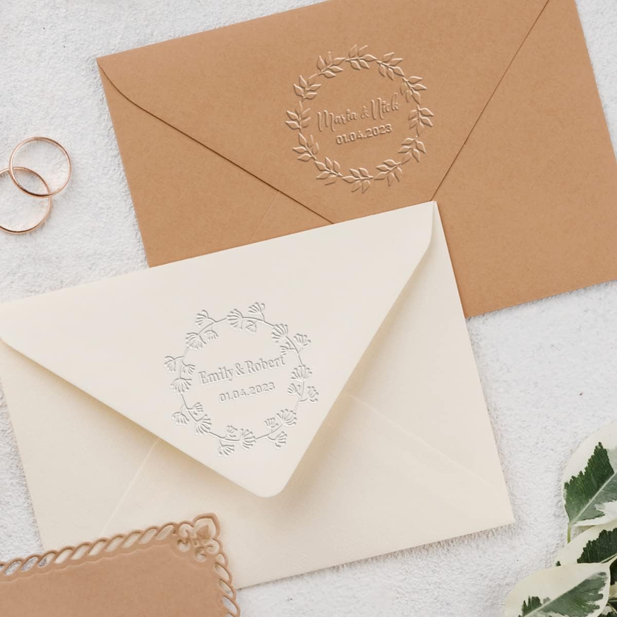 Chose Your Wedding Custom Monogram Embosser - Save The Date & Wedding Invitation Stamp - Couple Name Embosser in Black