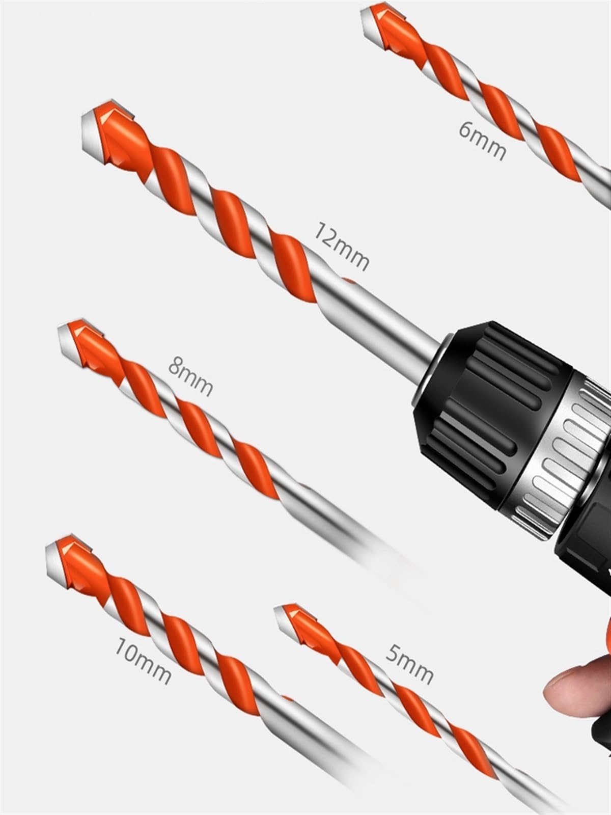 Foret Triangulaire fileté en Acier tungstène 3-12 mm for carrelage Mural, béton, marbre et Autres matériaux. électrique Manuel diamanté Overlord(5pcs 12mm Set Black)