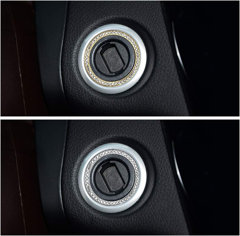 1797 Compatible Ignition Button Cap for Mercedes Benz Accessories Parts Bling Start Stop Engine Covers Decals Interior Decorations W204 W212 W213 W222 W218 C E GLK Class AMG Men Women Crystal Silver
