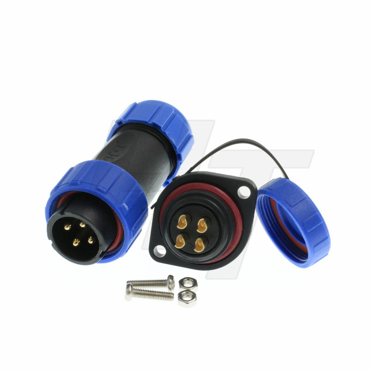 HangTon HE21 4 Pin Male Cable Plug Female Panel Socket Quick Disconnect Waterproof Aviation Circular Power Connector 30 Amp (5 Set)