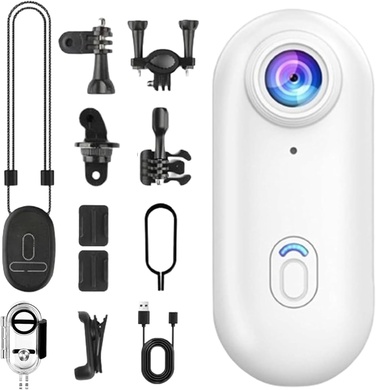 Motorcycle Camera, HD Action Camera, 360° Rotation Portable Wearable Mini Action Cam, for Cycling, Diving (Black 4K)