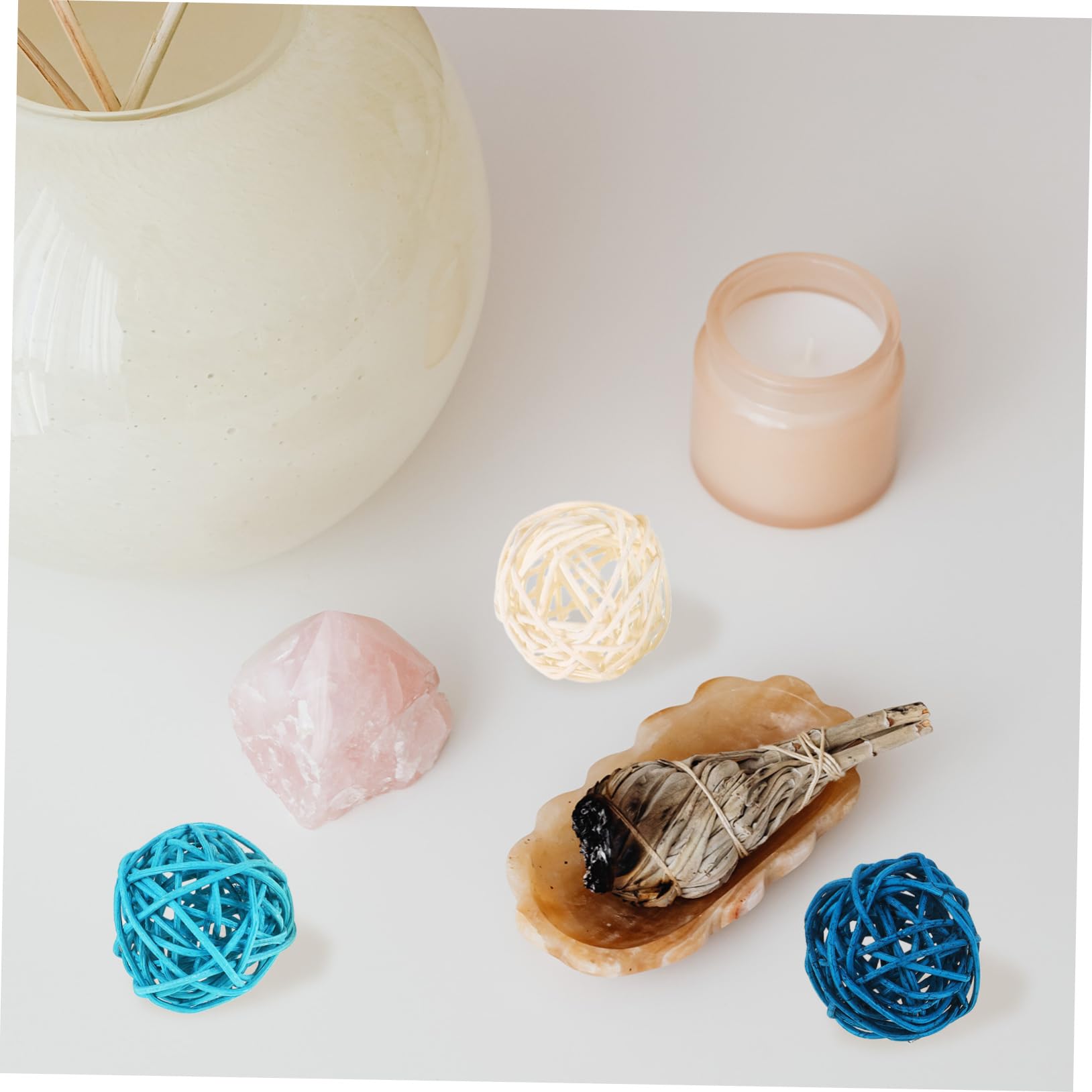 TOPBATHY 15pcs Takraw Aromatherapy Ball Vase Fillers for Home Decor Decorative Bowl Fillers Vase Filler Balls Orbs Filler Decorative Balls for Centerpiece Bowls Sphere Balls Rattan - Image 3