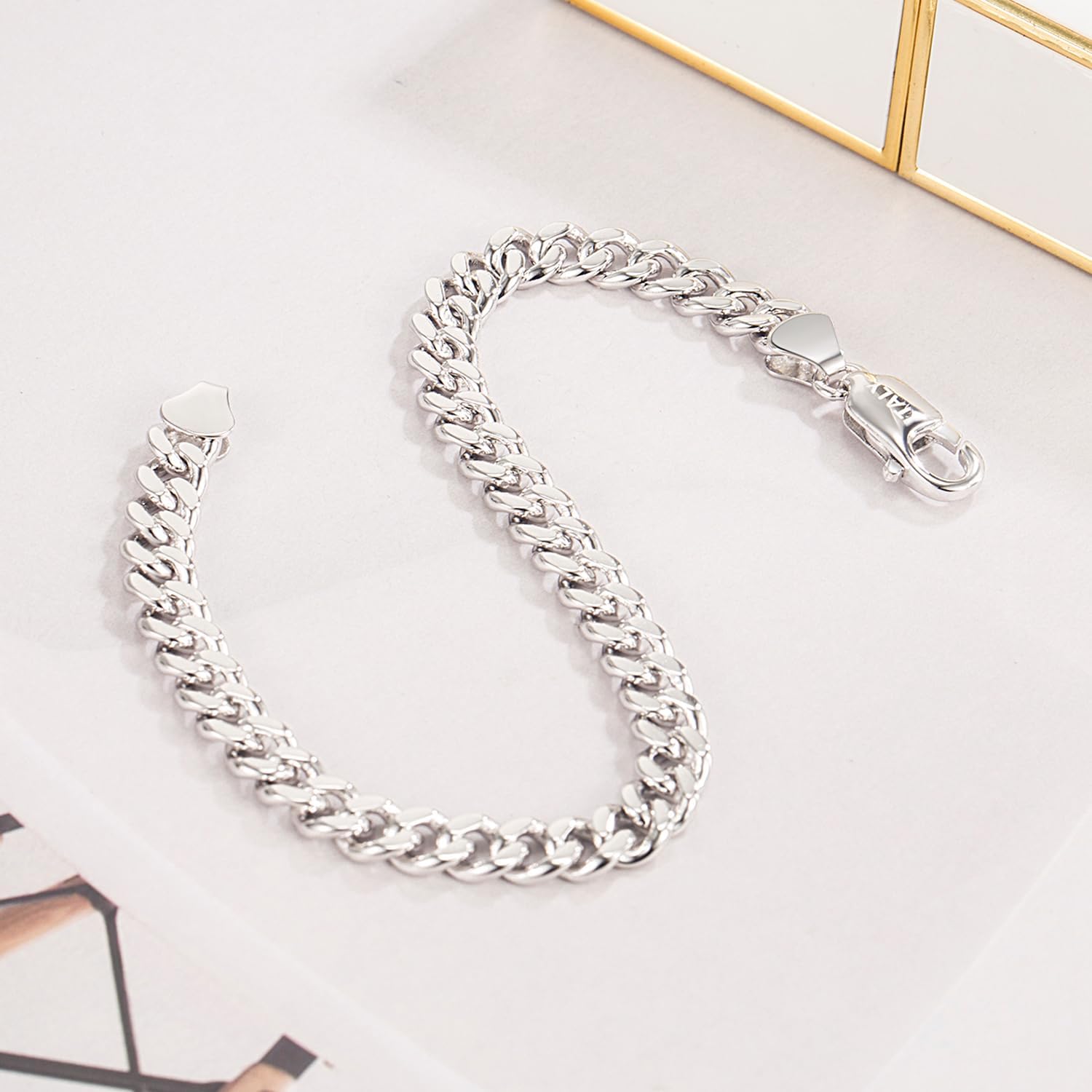 Dankadi Italian Sterling Silver Cuban Link Chain Bracelet Men 3MM 4MM 5MM 6.3 "6.7" 7 "7.5" 8 "8.5" 9 "Solid 925 Silver Bangle For Woman Cuff Jewelry Gift - Image 6