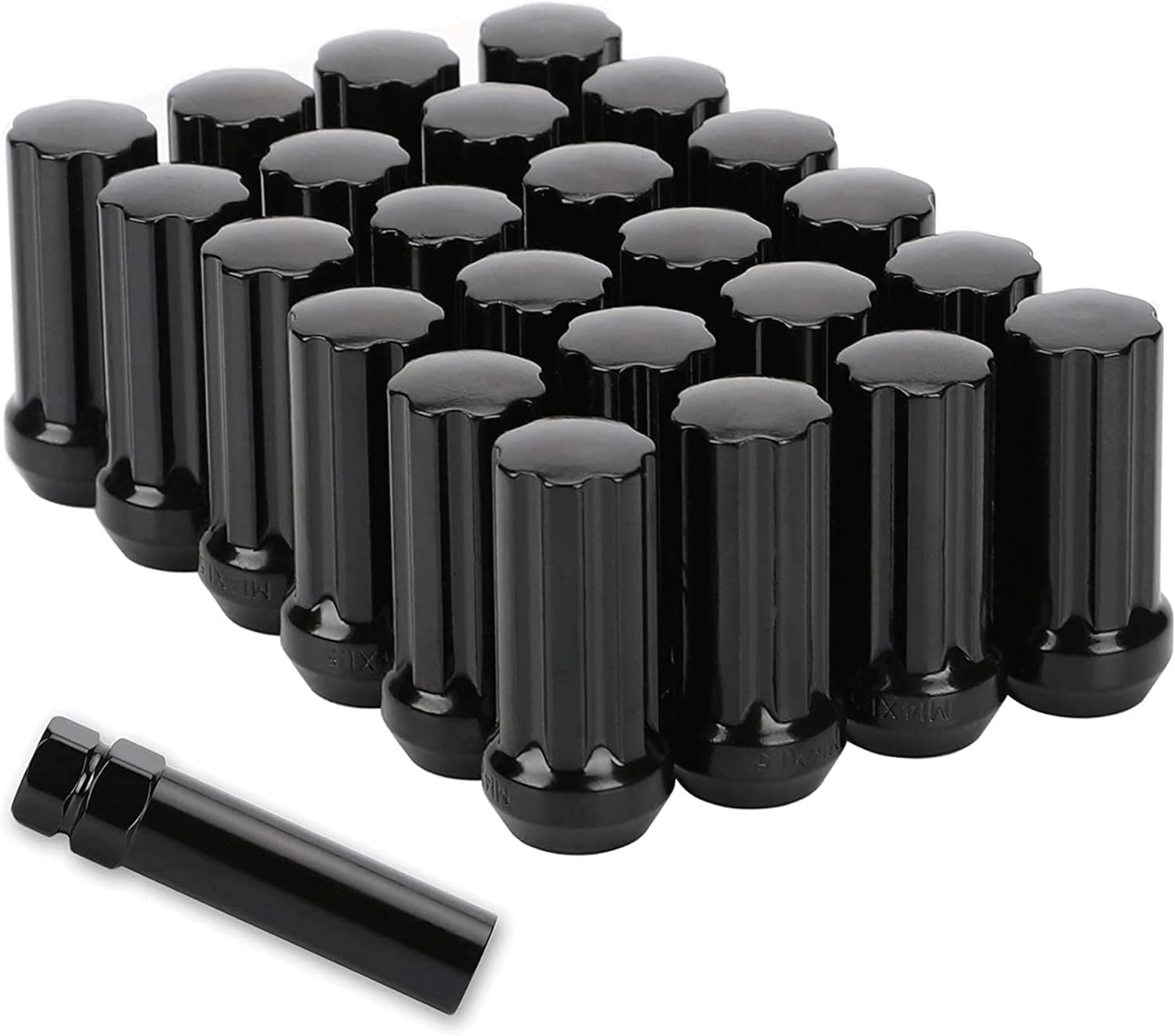 24 Chrome Bullet Lug Nuts – 7/16-20 Thread, Solid Steel, 6-Lug For Chevy GMC Trucks