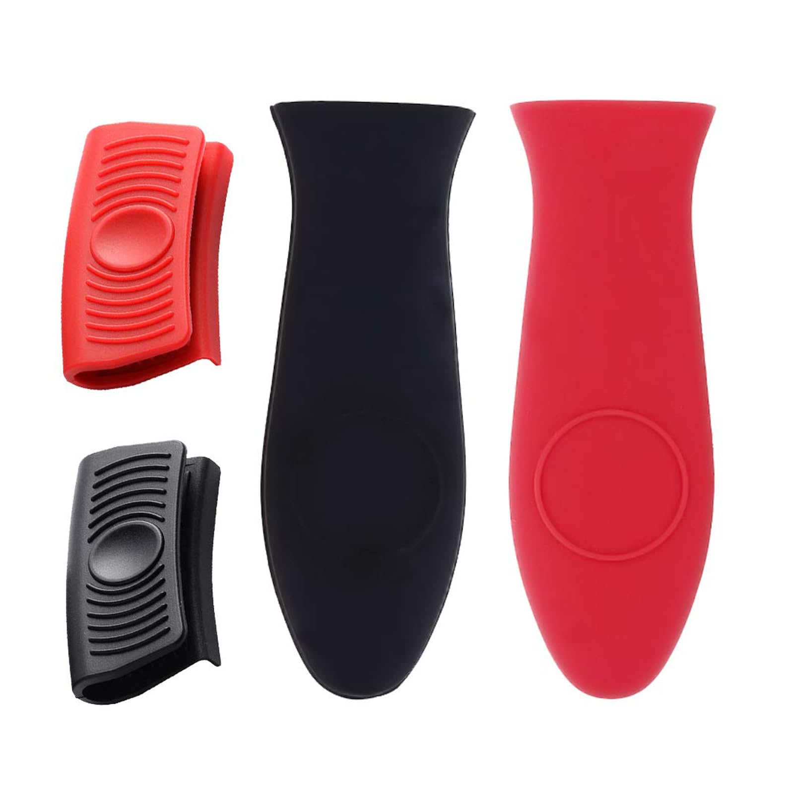 2 Pcs Silicone Hot Handle Holder, Pan Handle Cover for Cast Iron Skillets & Metal Frying Pans(Black & red)