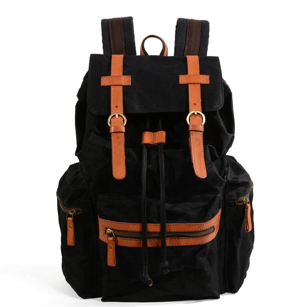 Mochila Informal de Cuero Para Hombre Mochila casual mochila senderismo de(Schwarz)
