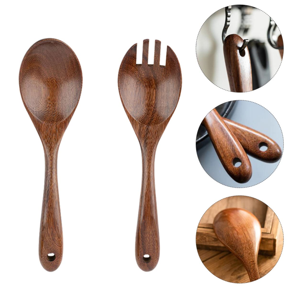 2 cucchiai da portata in acciaio inox, per insalata, da tavola, adatti per cucina, ristorante, buffet, banchetti (2 rotondi
