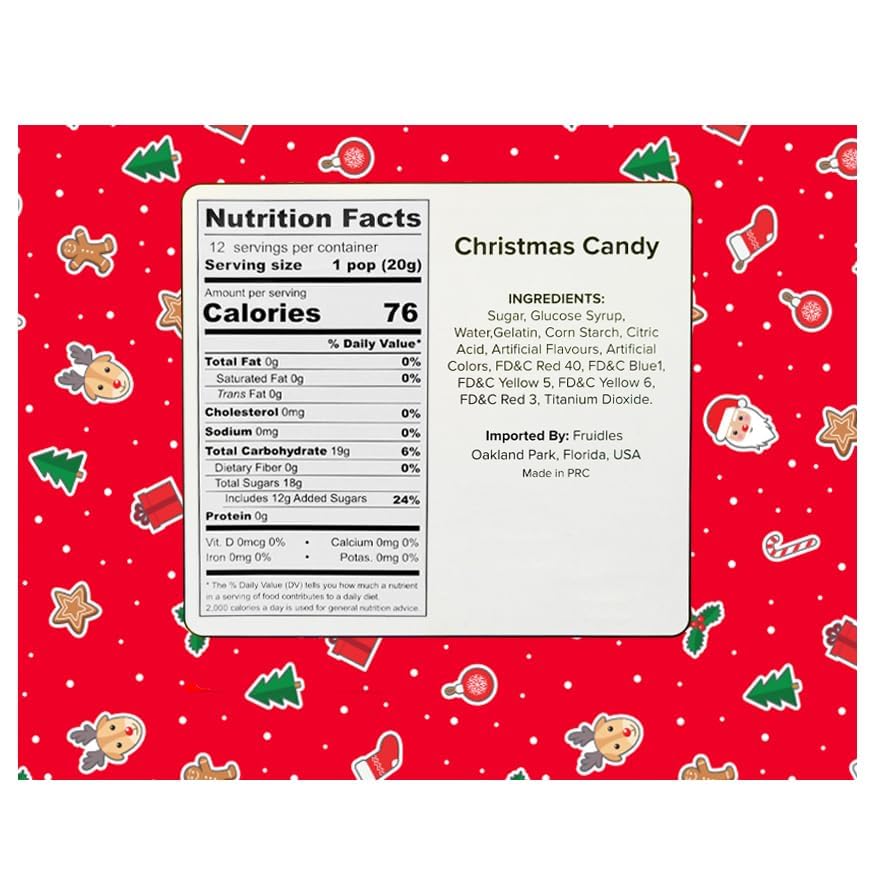 Miniatura 9 de Paleta de Navidad de Papá Noel, reno, muñeco de nieve, surtido de botas de Navidad, sabor a fruta mixta, envueltas individualmente, paquete de 48