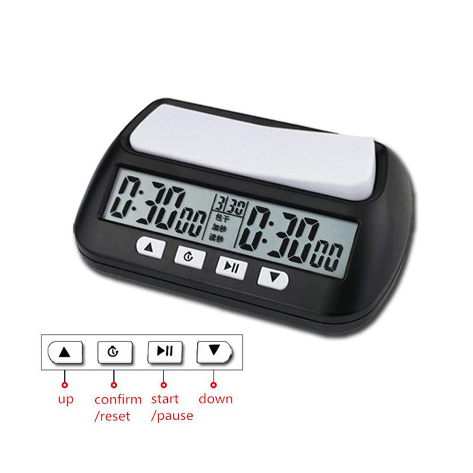 X&Z-XAOY Orologio Digitale per Scacchi Professionale, Timer per Il Conto alla Rovescia, Cronometro per Gioco da Tavolo, Orologio per Scacchi Digitale di Base E Timer per Il Gioco (Color : Black)