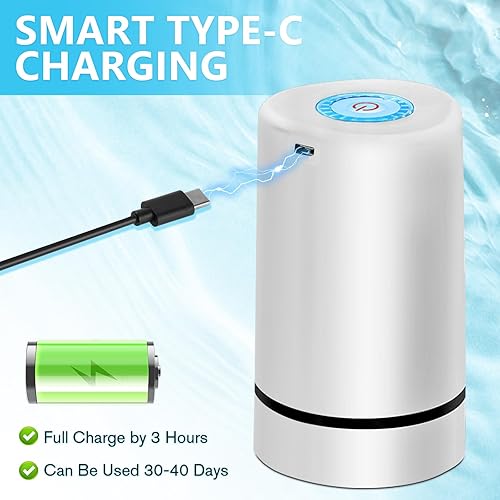 Miniatura 4 de Dispensador de agua para botella de 5 galones, bomba de botella de agua portátil con carga USB, interruptor automático, dispensador de agua portátil