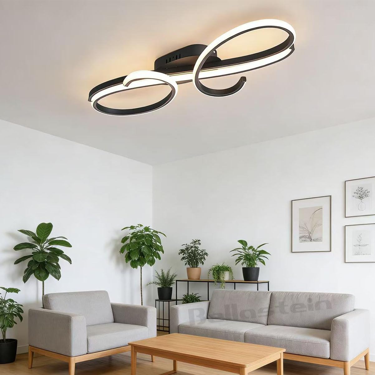 Gold Dimmable LED Ceiling Lamp Living Room Modern Ceiling Lighting Dimmable with Remote Control Dining Room Pendant Lamp Creative Ceiling Lighting Interior Lighting Bedroom Kitchen (Black, 60cm)
