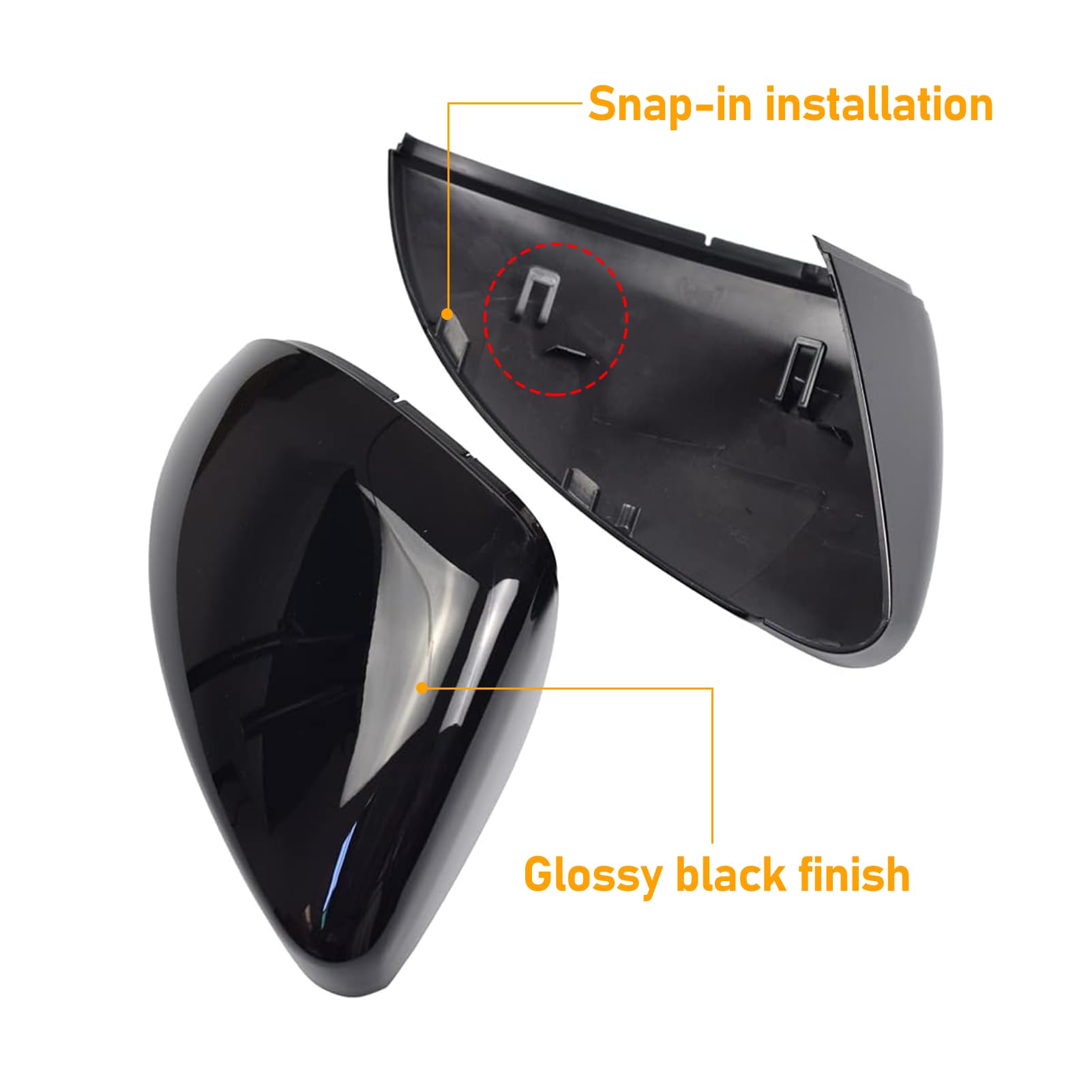 TTCR-II 2 PCS Compatible avec Coque de Rétroviseur VW Golf 7 Golf 7.5 2013-2018, Coques de Remplacement Rétroviseurs Auto Volkswagen Golf Hatchback/Estate/Alltrack Gauche + Droite-Noir