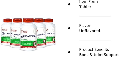 Miniatura 7 de Schiff Glucosamina 1500mg Plus MSM y ácido hialurónico, 150 comprimidos - Suplemento para articulaciones (paquete de 5)