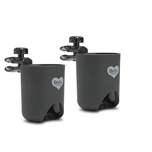 Easy Mount Universal Stroller Cup Holder/Bike Cup Holder  2 Pack | Fits Water Bottles, Travel Coffee Mugs, Kids Sippy Cups, Black