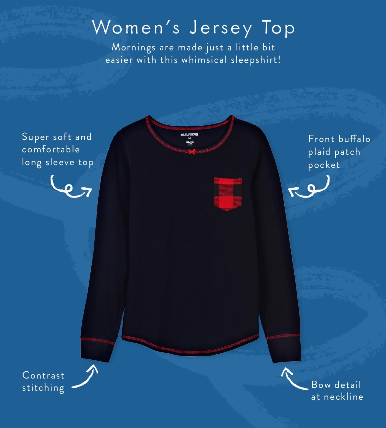 Little Blue House Womens Sleepwear Long Sleeve Pajama Tops - Image 5