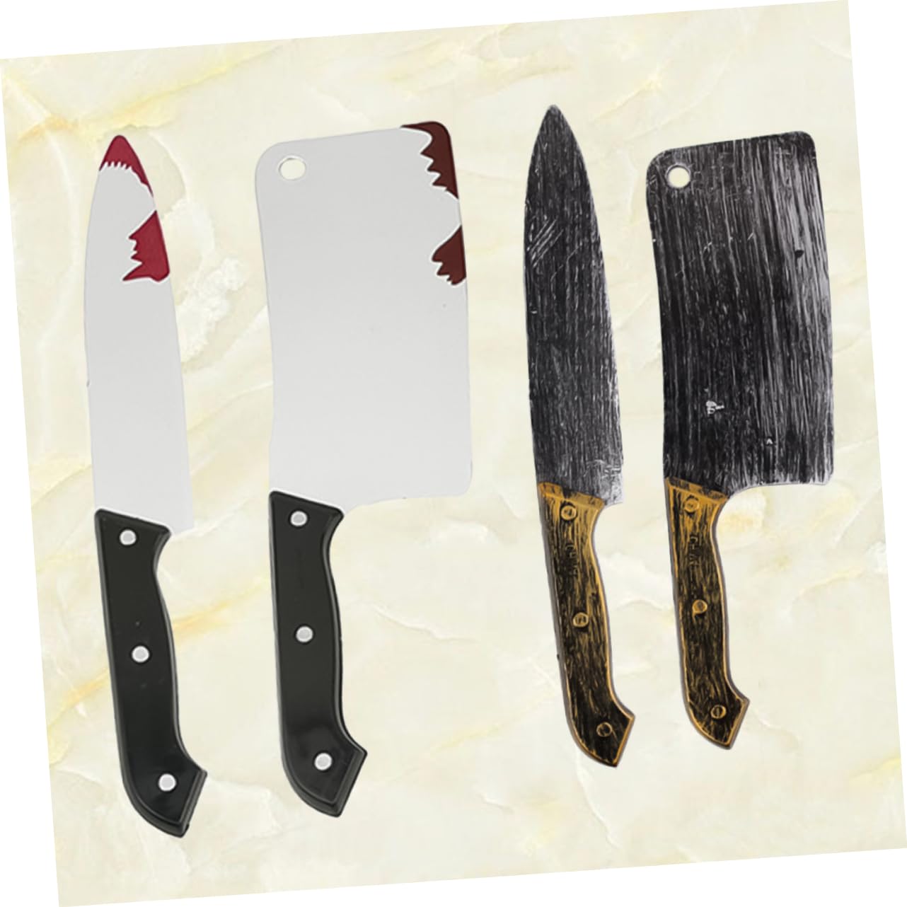 SOLUSTRE 12 Stück Teiliges Halloween Cutter Set Fake Cutter Requisiten aus Kunststoff mit Bluteffekten Gruselige Dekoration für Halloween und Festivals Spaßige Performance Requisiten