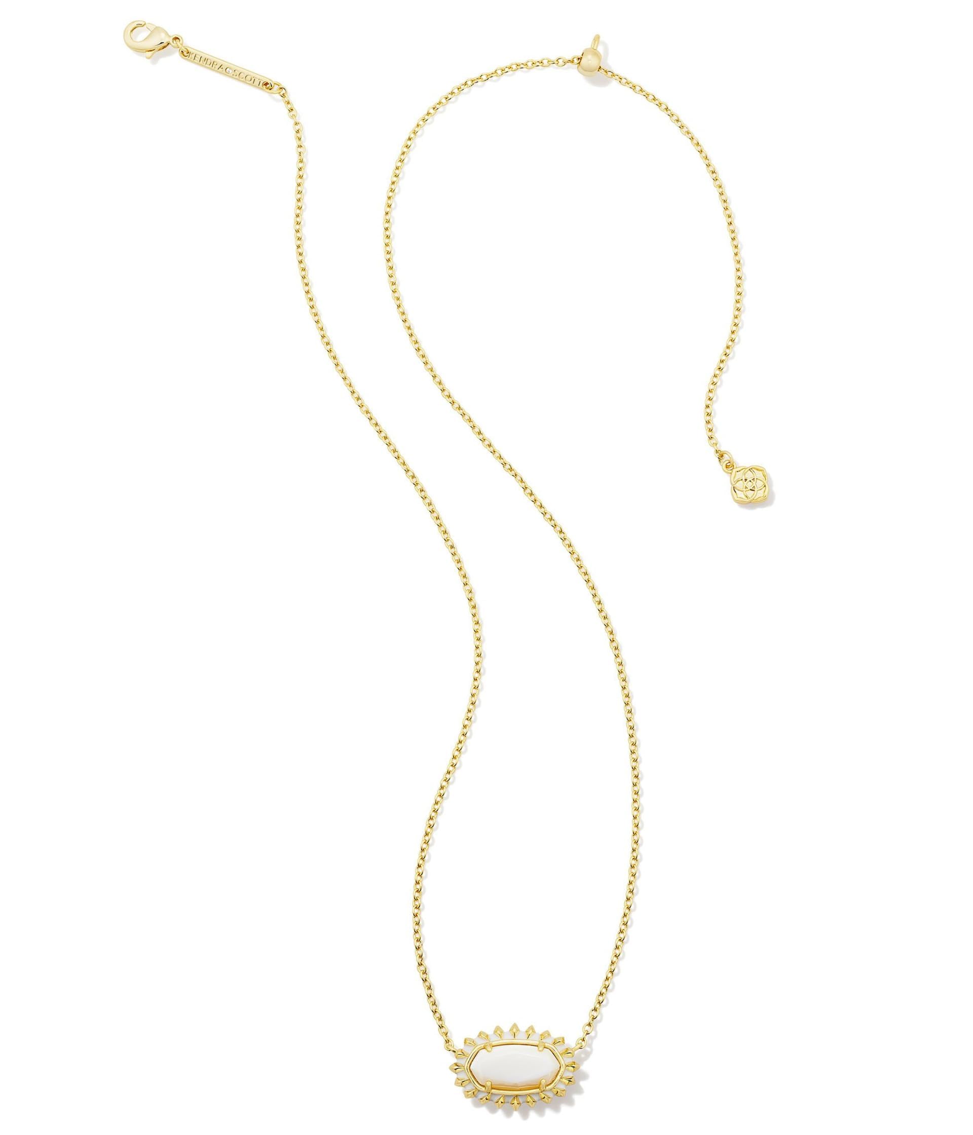 Kendra Scott Women's Elisa Color Burst Frame Short Pendant Necklace Gold White Mother-of-Pearl OS