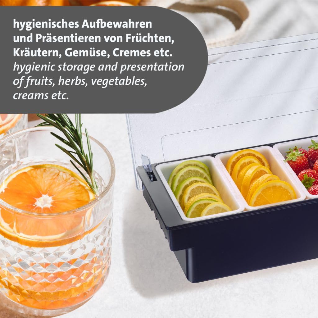 Westmark Epices/Fruit Bar Pano - Boîte de conservation pratique pour bar, buffet et restauration - Boîte alimentaire avec couvercle - 6 compartiments de 400 ml chacun - ABS sans BPA