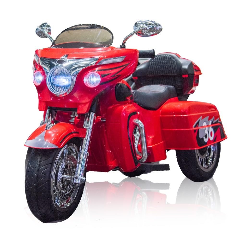 YMYCERS Kids Motorcycle | 12V Electric Motorcycle for Kids Ages 3-8 | 2-Seat, 3-Wheel Toy Car with Bluetooth, LED Lights | Safe Toy Vehicle Gift