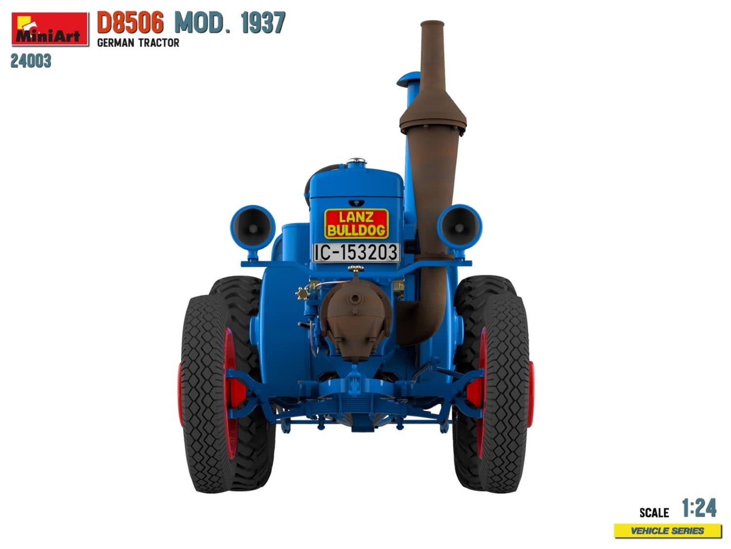 MiniArt 24003 1:24 Dt. Traktor D8506 Mod. 1937 - originalgetreue Nachbildung, Modellbau, Plastik Bausatz, Basteln, Hobby, Kleben, Modellbausatz, Zusammenbauen, unlackiert