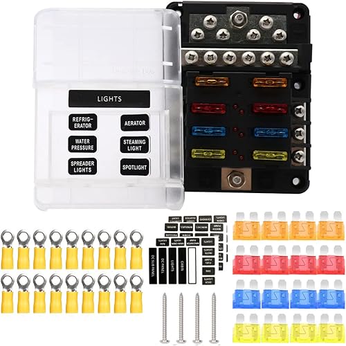 Miniatura 2 de Bloque de fusibles con barra de bus negativa, barco, cámper, automóvil, bloques de fusibles solares de 6 vías + bloque de distribución de barra