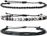 Vista 20 de Handmade Natural Stone Beaded Healing Bracelet Gift for Men Adjustable Rope String Bracelet
