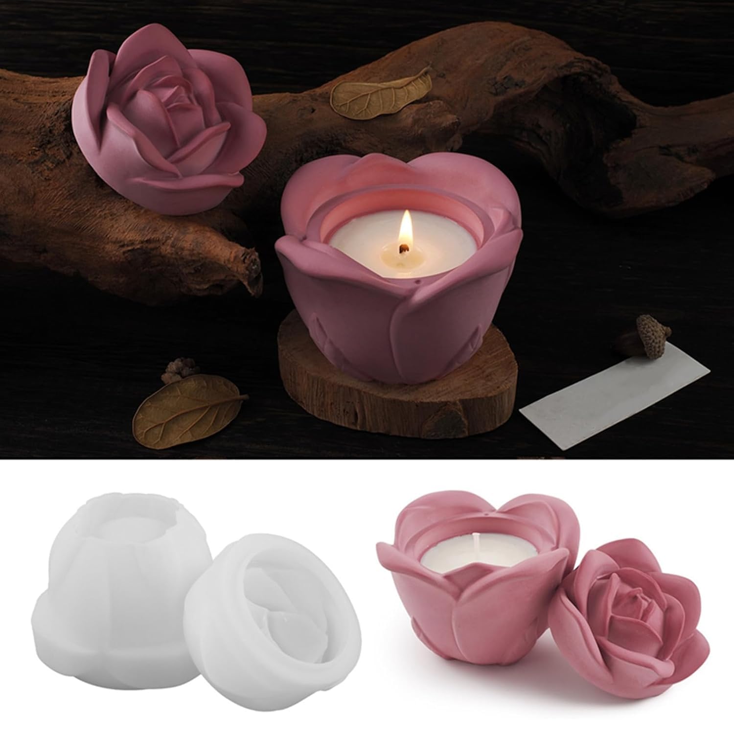 1PC Rose Candle Jar Resin Mold | Silicone Mold for Epoxy Resin Casting, DIY Candle Holder, Jewelry Storage Box, Candy Container, Home Décor Craft-image-7