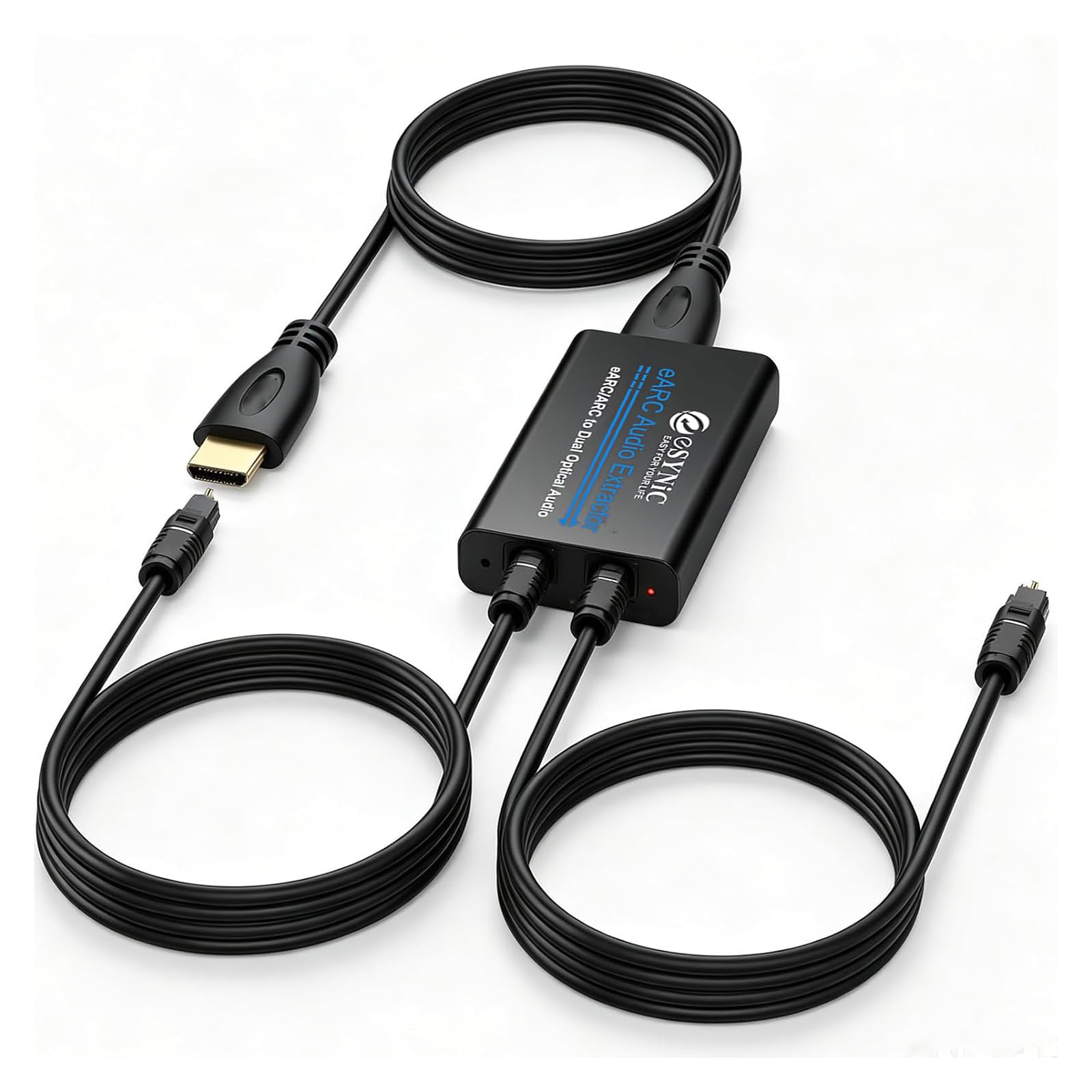 eSynic Estrattore audio da HDMI a ottico con cavo HDMI e SPDIF, supporta formati audio 5.1 e 2.0 per HDTV a soundbar, cuffie wireless