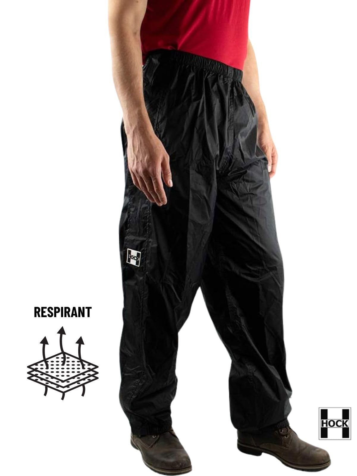 HOCK Pantalon de Pluie Unisexe pour Un enfilage Confortable - avec Fermeture éclair à Double Sens et Respirant - Extrêmement imperméable (Colonne d'eau 10 000 mm) - Pantalon de Pluie pour Homme et