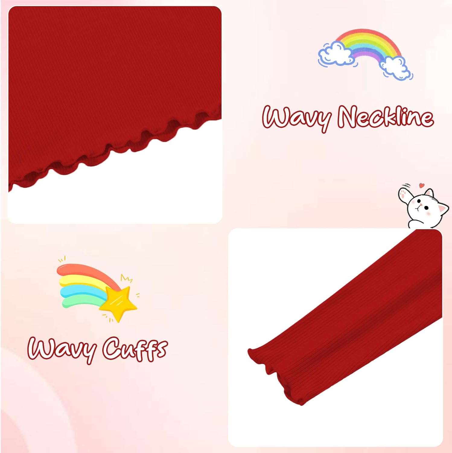 Girls Long Sleeve Shirts Henley Ribbed Knit Slim Base Tops Pullover Sweaters 6-12 Years - Image 5