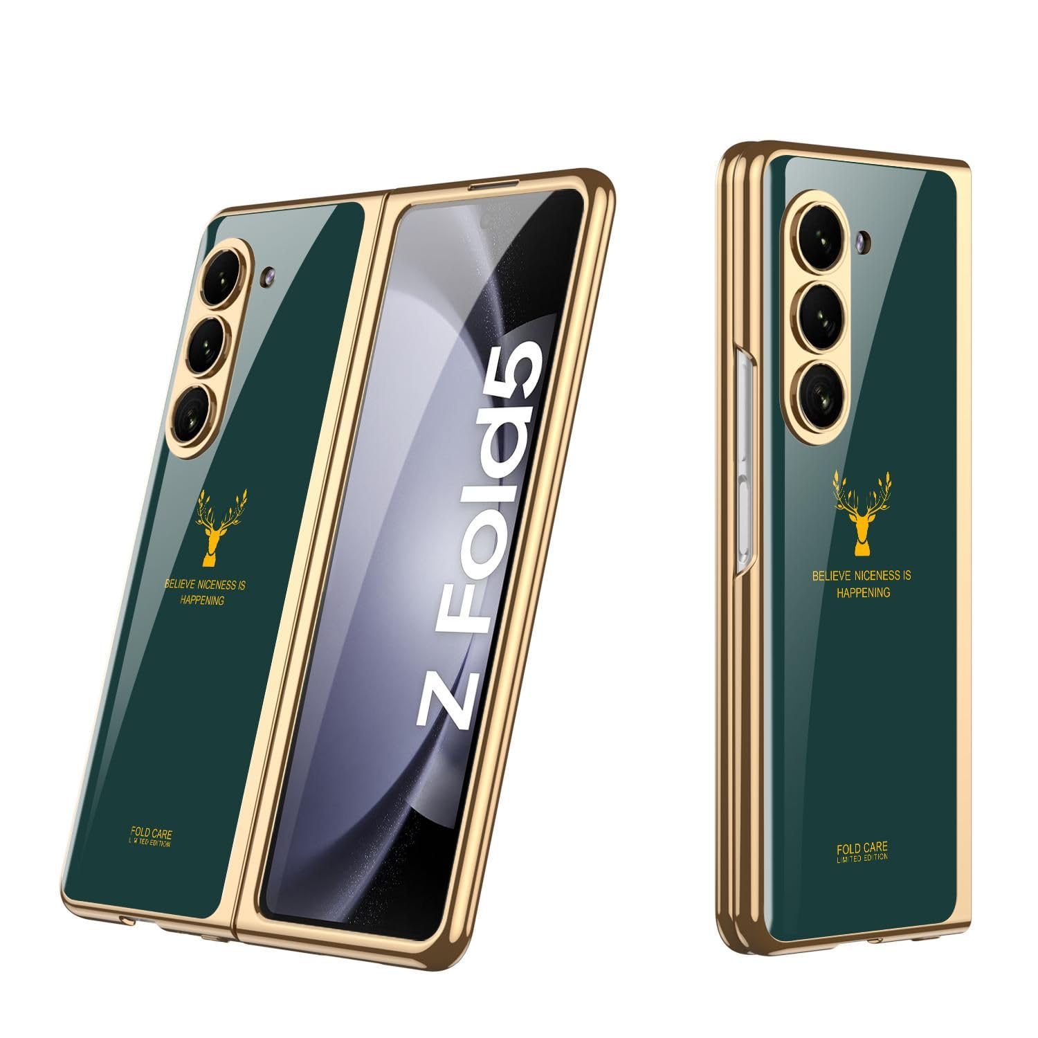 Back Cover for Samsung Galaxy Z Fold 5 Glossy Green and Gold Deer Shockproof Mobile Cover(Green, Pack of: 1) (B0CVYTNLQK) Amazon Price History, Amazon Price Tracker