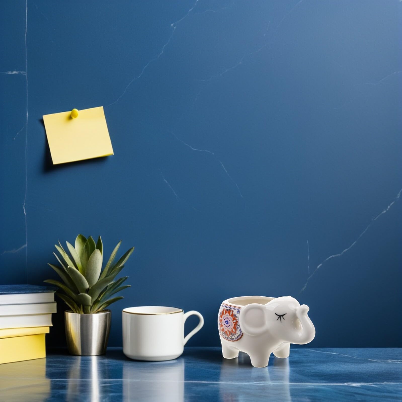 Levemolo 2 Szt. Ceramiczne Doniczki Słoniowe Ręcznie Wykonane Porcelanowe Osłonki Sukulenty i Kaktusy Małe Dekoracje Biurko Do Domu i Biura Unikalne Ceramiczne Do Roślin Doniczkowych