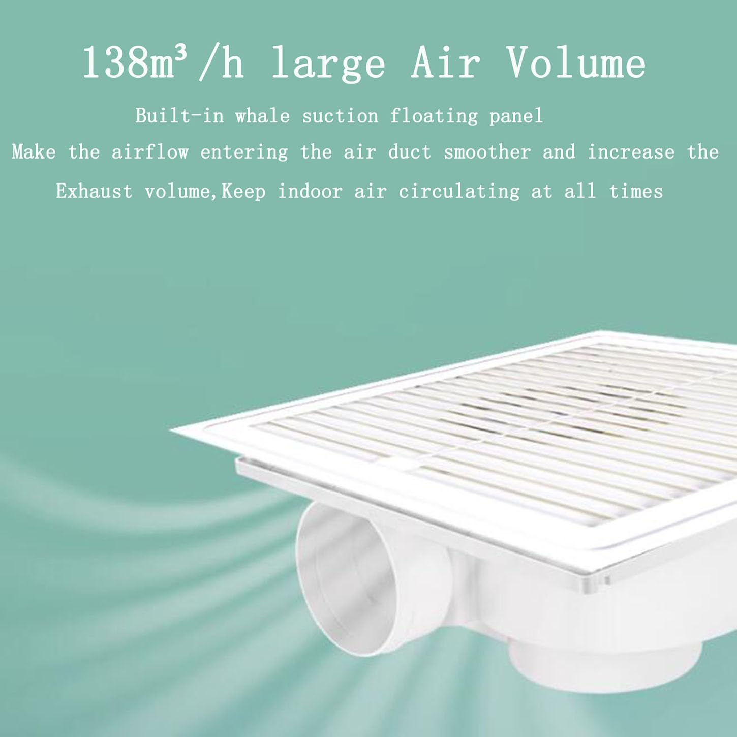 300 * 300 Mm Extractor De Aire Techo,138 M³/H Extractor Cocina,IPX2 Resistente Al Agua,220V Rejillas Dextractor,para Baño, WC, Tienda, Oficina, Garaje Ventilador Extractor