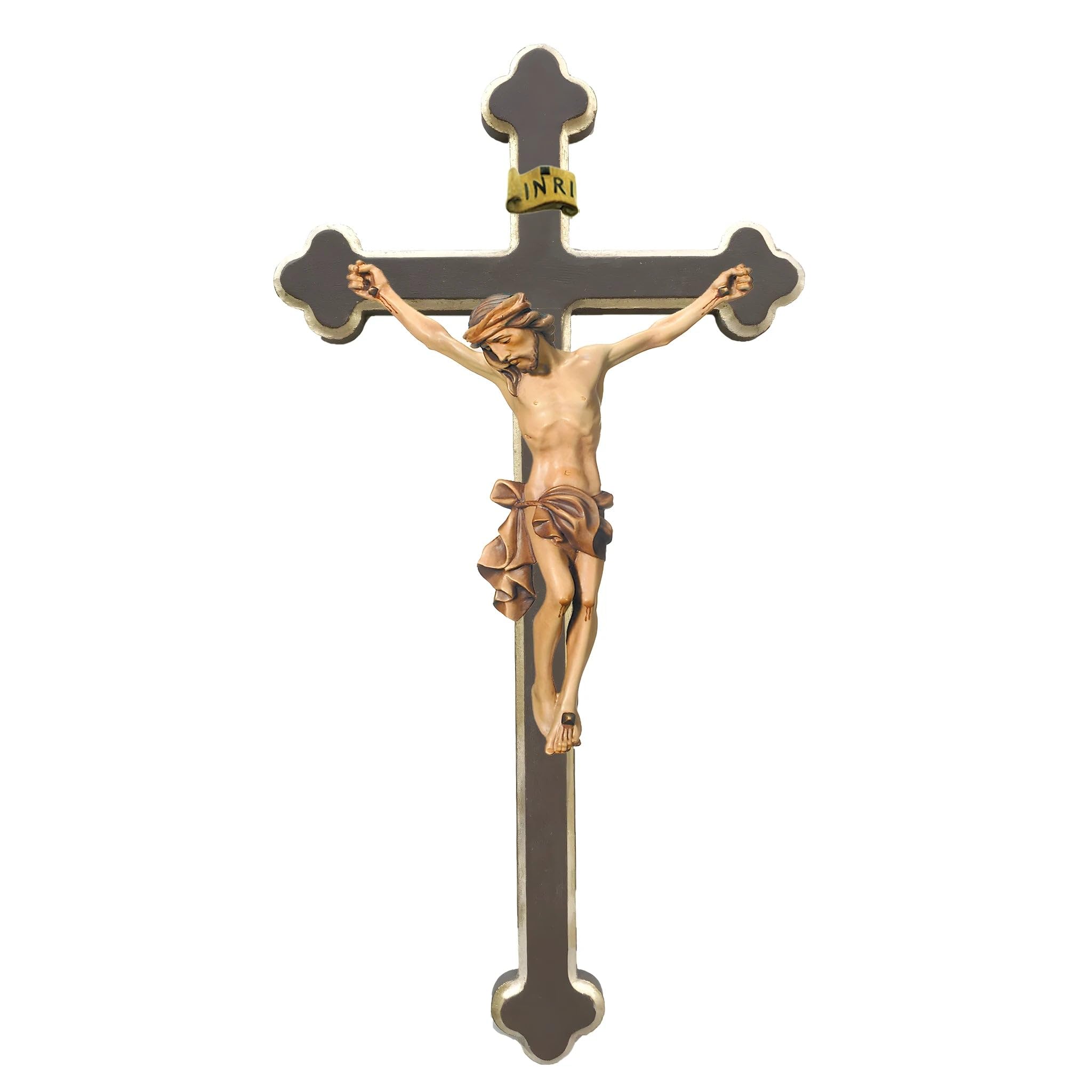 Dolfi Ciało Chrystusa na krzyżu 40 cm | Ręcznie malowane w Val Gardena | Religijny