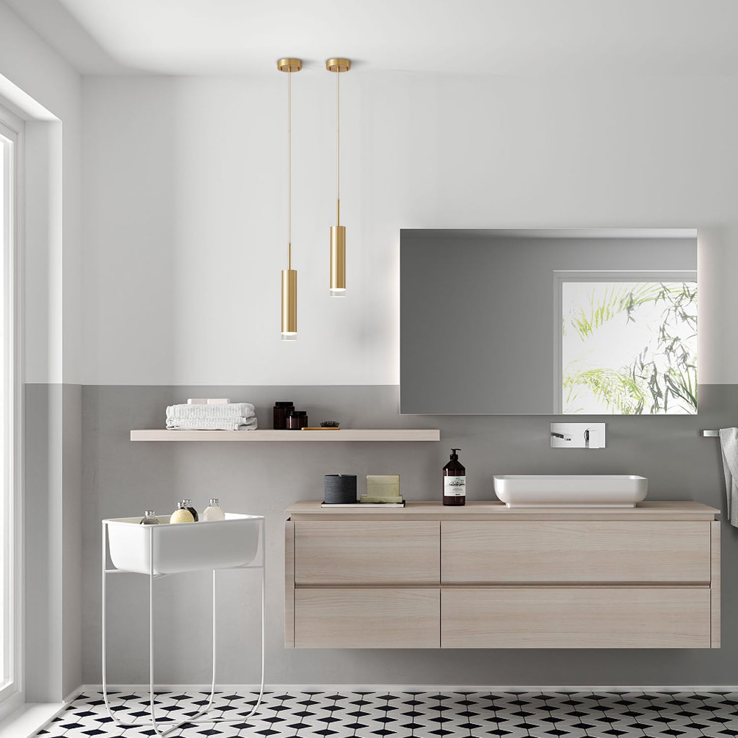 KCO Iluminación LED de oro mini lámpara colgante moderna cocina isla suspension luminaire cilindro pequeño colgante iluminación para dormitorio, comedor (dorado)